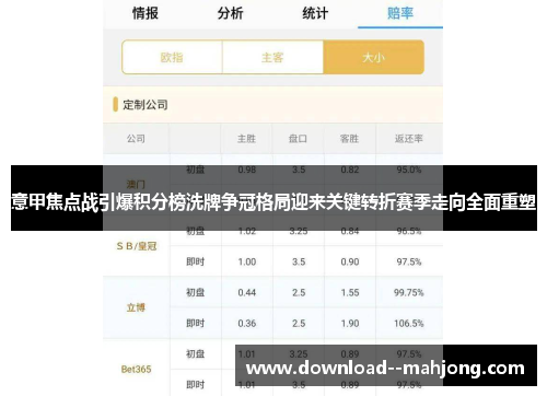 意甲焦点战引爆积分榜洗牌争冠格局迎来关键转折赛季走向全面重塑